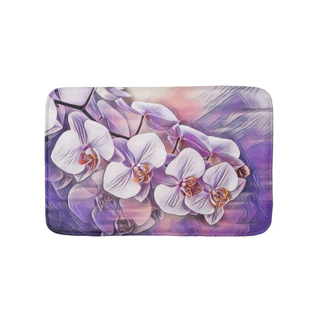 Tapis De Bain Rose violet mignon orchidée couleur de l'aquarelle (Devant)