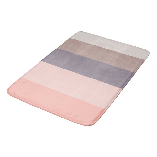 Tapis De Bain rose, violet, rayures blanches (Angle)