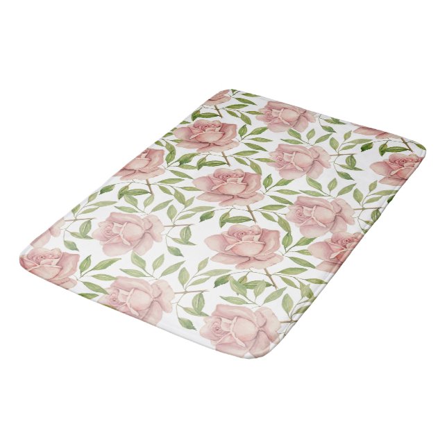 Tapis De Bain Roses aquarelle violet tendre (Angle)