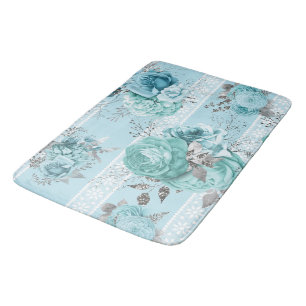 Tapis De Bain Roses bleus avec dentelle