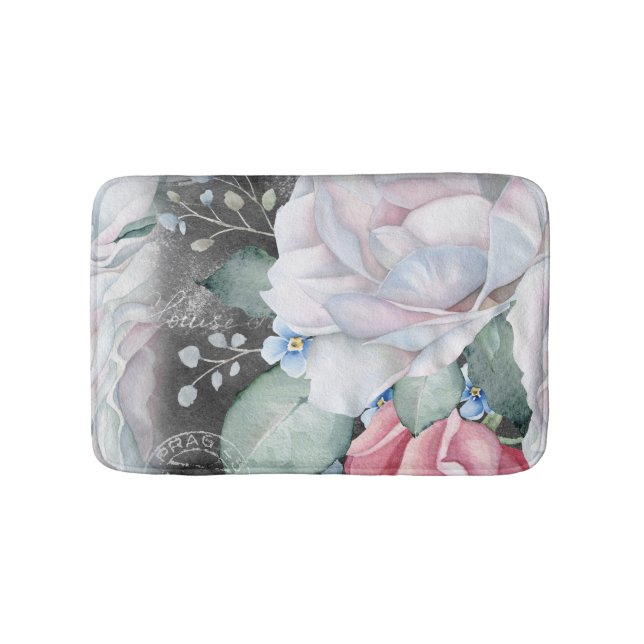 Tapis De Bain Roses de tableau de bord aquarelle (Devant)