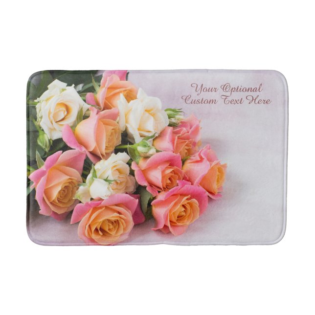 Tapis De Bain Roses de texte personnalisés (Devant)