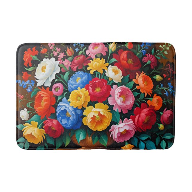 Tapis De Bain Roses lumineuses et colorées (Devant)