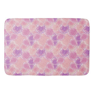 Tapis De Bain Roses romantiques rétro rose et violet