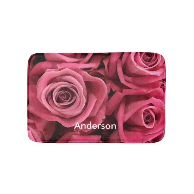 Tapis De Bain Roses rose personnalisées girly (Devant)