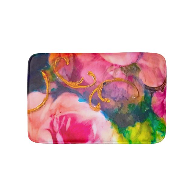 Tapis De Bain Roses roses roses Florales Or (Devant)