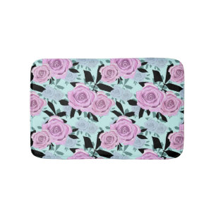 Tapis De Bain roses roses roses, roses, arrière - plan turquoise