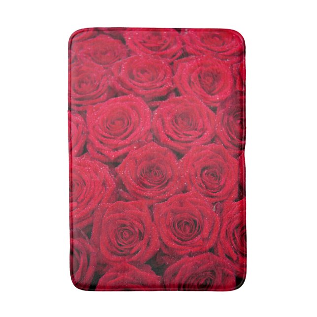 Tapis De Bain Roses rouges avec rosée (Devant (Vertical))