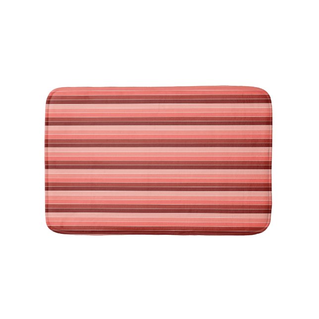 Tapis De Bain Roses Rouges Corail Rayures (Devant)
