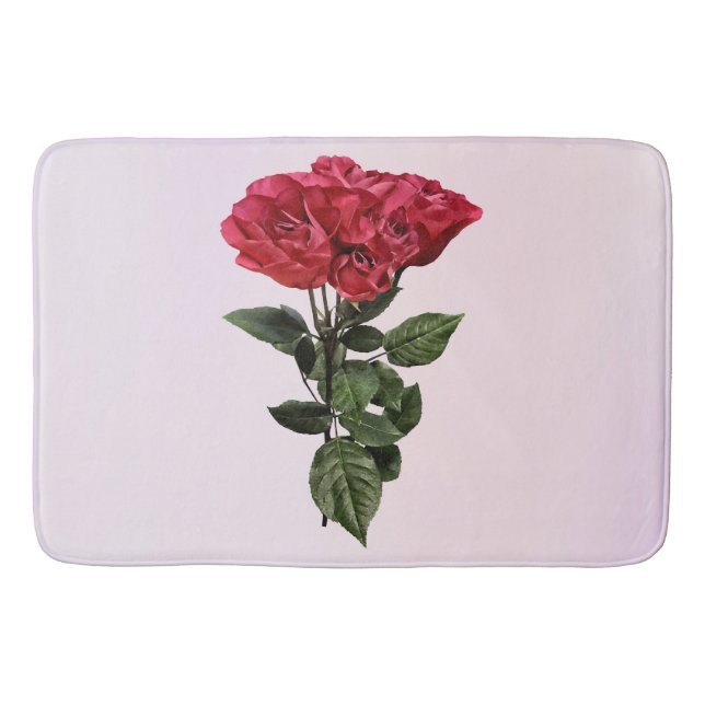 Tapis De Bain Roses rouges et feuilles (Devant)