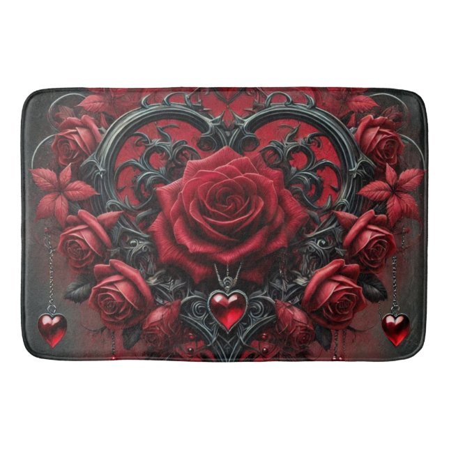 Tapis De Bain roses rouges gothiques Saint Valentin (Devant)