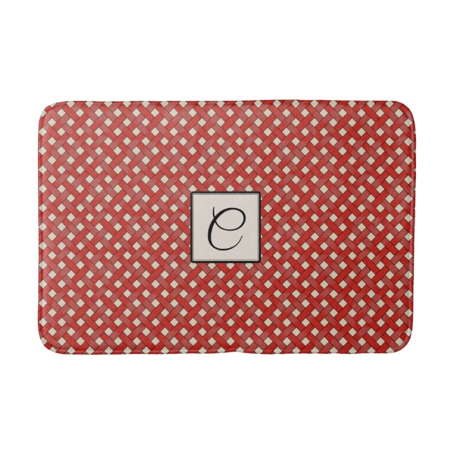 Tapis De Bain Rotin tressé rouge sur couleur personnalisée avec  (Devant)