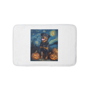 Tapis De Bain Rottweiler Chien Mignon Halloween Jack O Lanterne