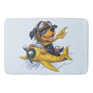 Tapis De Bain Rottweiler Dog Avion Pilote