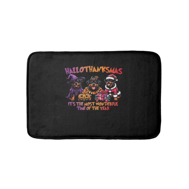 Tapis De Bain Rottweiler Halloween Thanksgiving Noël Classi (Devant)