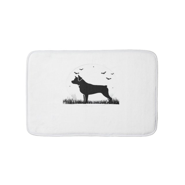 Tapis De Bain Rotweiler Chien - Halloween Lune Silhouette Oversi (Devant)