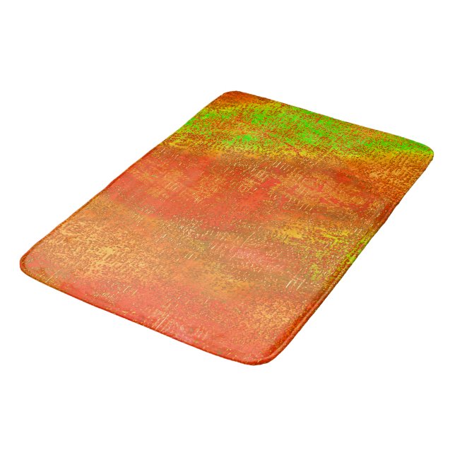 Tapis De Bain Rouge à citron vert avec rainures et peintures tei (Angle)