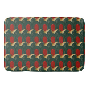 Tapis De Bain Rouge Abstrait, vert et or
