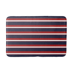 Tapis De Bain Rouge Blanc Bleu Marine Rayures Rayure Nautique