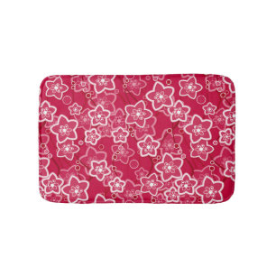 Tapis De Bain rouge blanc floral rustique mode motif rétro
