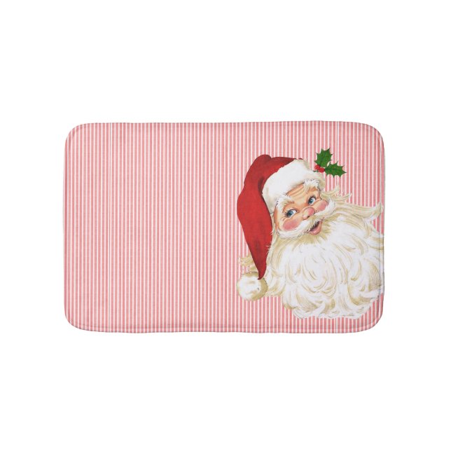 Tapis De Bain Rouge Blanc Stripe Santa Claus Bath Mat (Devant)