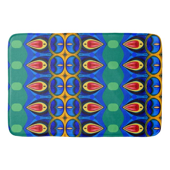 Tapis De Bain rouge bleu Abstrait (Devant)