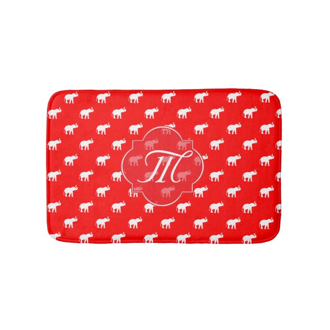 Tapis de bain rouge chanceux d'éléphant (Devant)