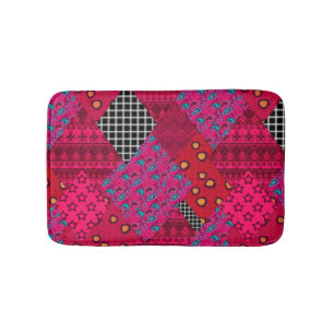 Tapis De Bain Rouge Crimson coloré patchwork