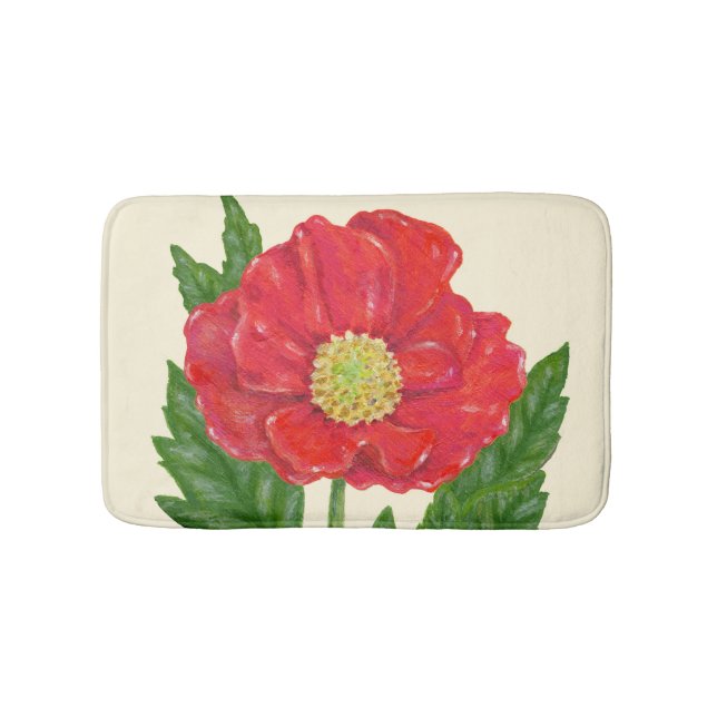 Tapis de bain rouge de pavot (Devant)