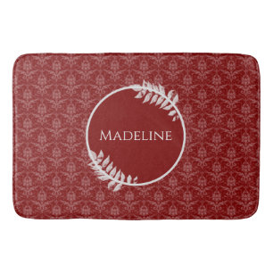 Tapis De Bain Rouge Elegant Damas Personnalisé Bain Mat