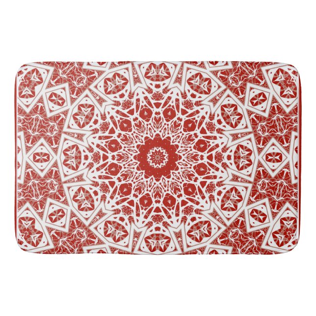 Tapis De Bain rouge et blanc, bandana ethnique (Devant)