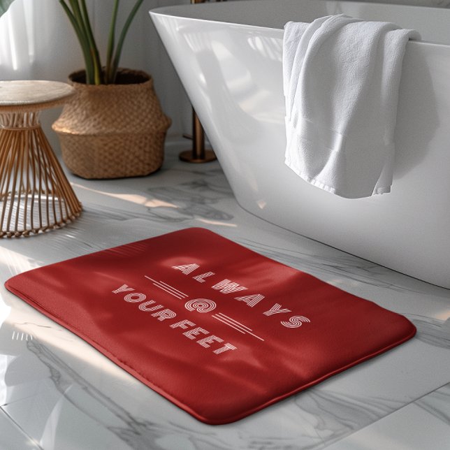 Tapis De Bain Rouge et blanc toujours à vos pieds (Créateur téléchargé)