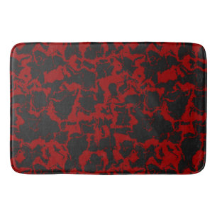 Tapis De Bain Rouge et charbon abstrait