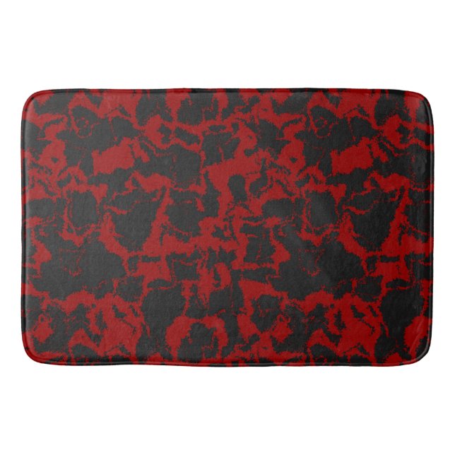 Tapis De Bain Rouge et charbon abstrait (Devant)