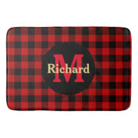 Rouge et Noir Carreaux Monogramme et Nom