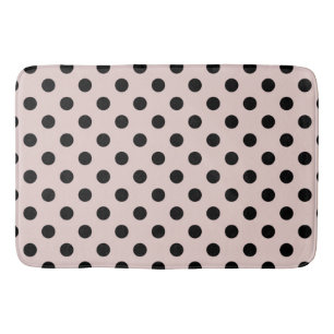 Tapis De Bain Rouge Foncé et Points noirs à pois