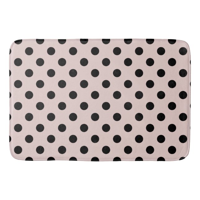 Tapis De Bain Rouge Foncé et Points Noirs à pois (Devant)