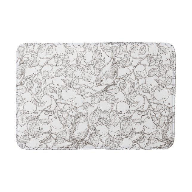 Tapis De Bain Rouge-gorges dans le pommier/brun et blanc (Devant)