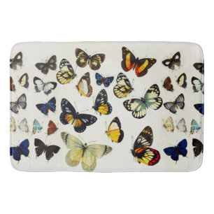 Tapis De Bain ROUGE JAUNE BLEU BLANC BUTTERFLIES Beauté Nature