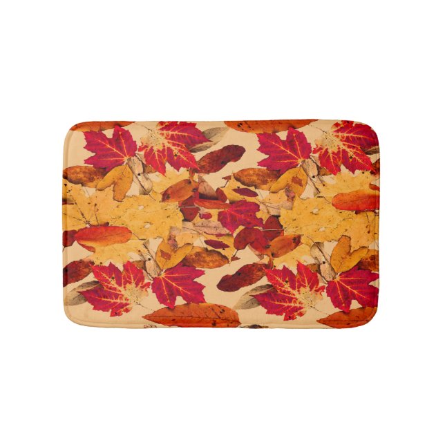 Tapis De Bain Rouge Jaune Brown Orange Feuillage d'automne (Devant)