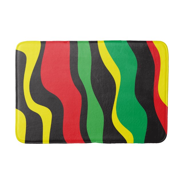 Tapis De Bain Rouge Jaune Vert Noir Vague Rasta (Devant)