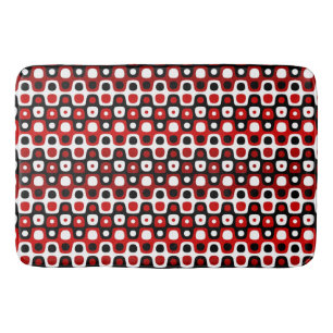 Tapis De Bain rouge noir et blanc géométrique