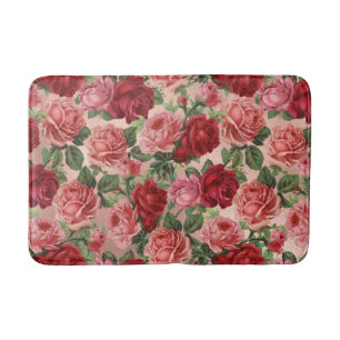 Tapis De Bain Rouge rose Vintage floral sur or rose Rose Rose Ro