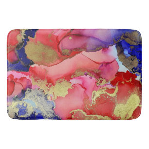 Tapis De Bain Rouge rouge rose Abstrait violet bleu or