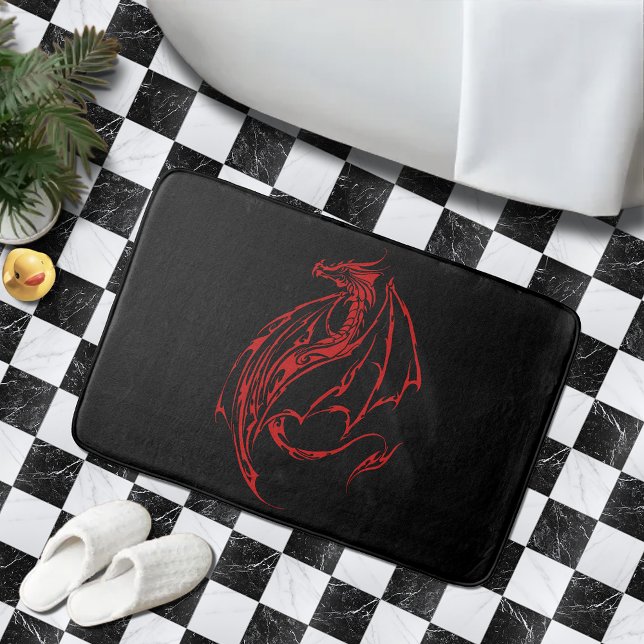 Tapis De Bain Rouge Tribal Dragon Noir (Créateur téléchargé)