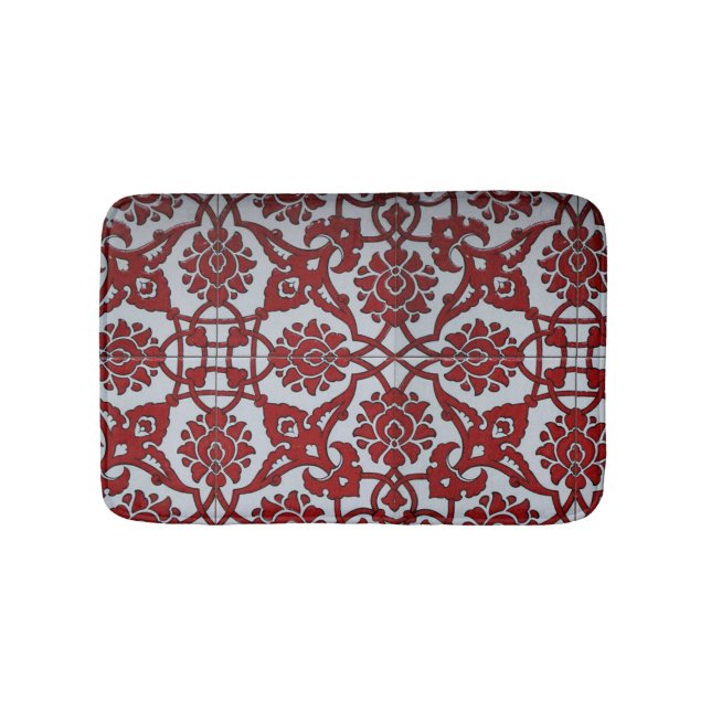 Tapis De Bain Rouge Turc Céramique Floral (Devant)