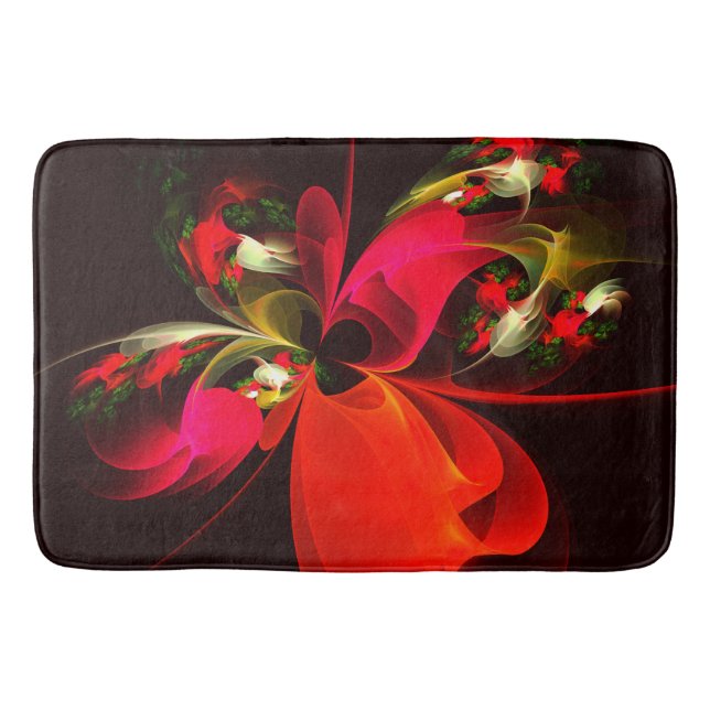 Tapis De Bain Rouge Vert Floral Moderne Art Abstrait Motif #02 (Devant)