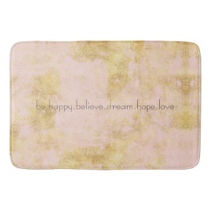 Tapis De Bain Rougissent la grunge rose d'or personnalisée