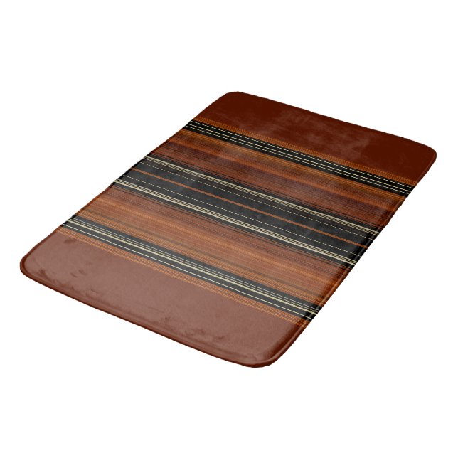 Tapis De Bain Rouille Brown rayures modernes   (Angle)