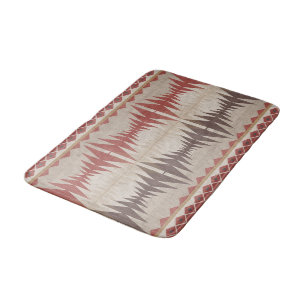 Tapis De Bain Rouille Rouge Taupe Beige Dark Brown Tribal Art